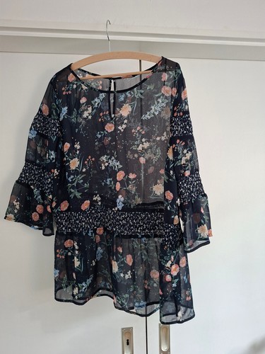 Damenbluse blau blumen - blau,